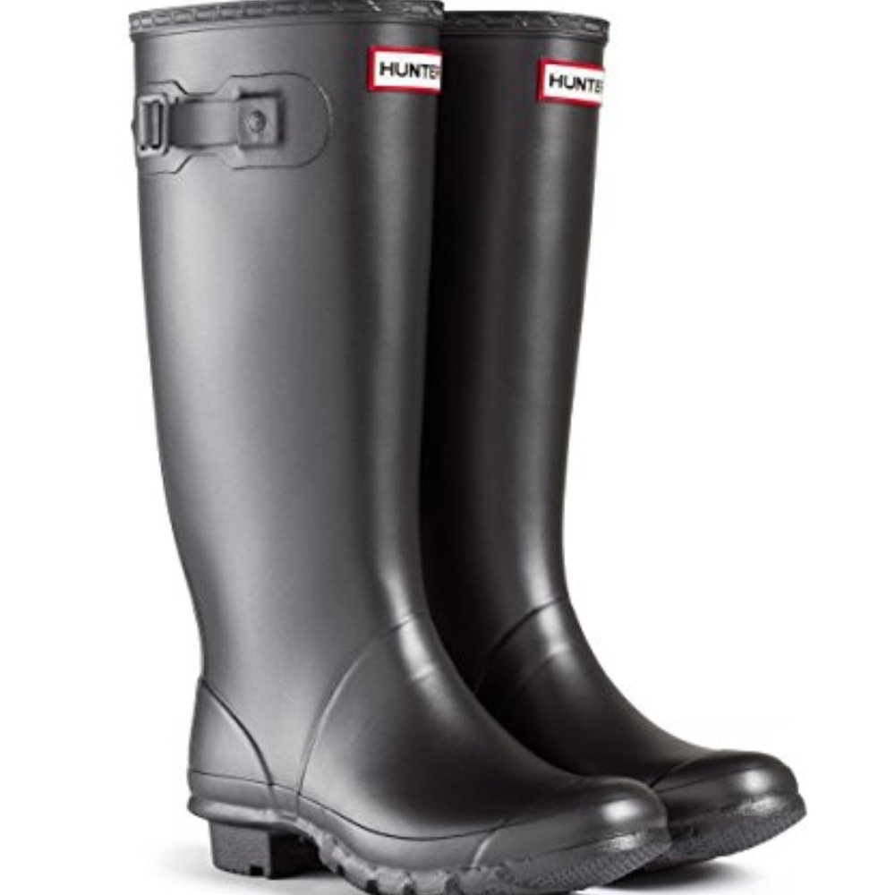Metallic Grey Hunter Boots size 8